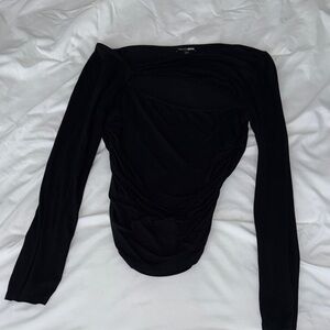 Fashion Nova Black Off-Shoulder Long Sleeve Top